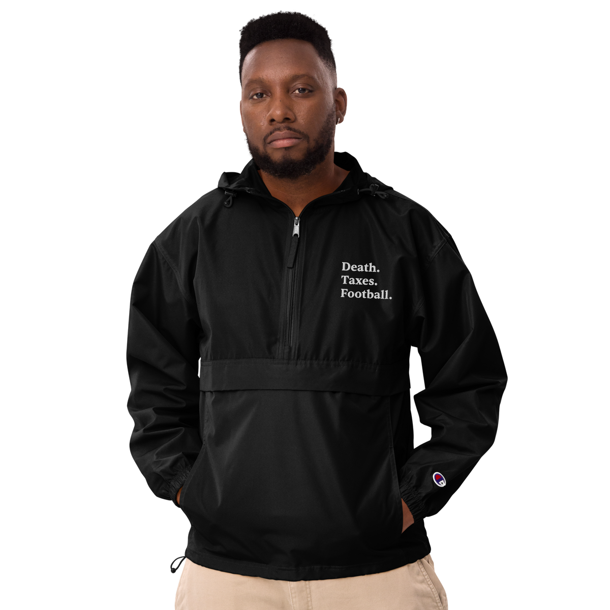 Death. Taxes. Football.™ Embroidered Packable Jacket